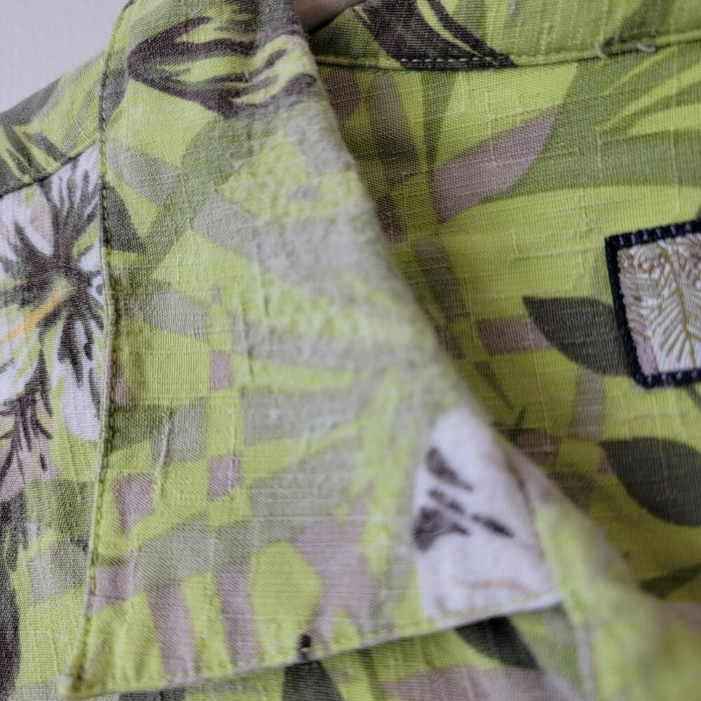 Caribbean Joe Green Floral Button Up Shirt Size L - Picture 4 of 8